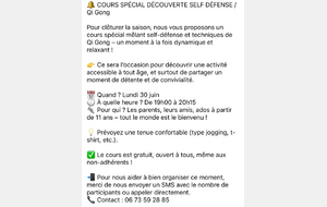 COURS DÉCOUVERTE SELF DÉFENSE / QI-GONG